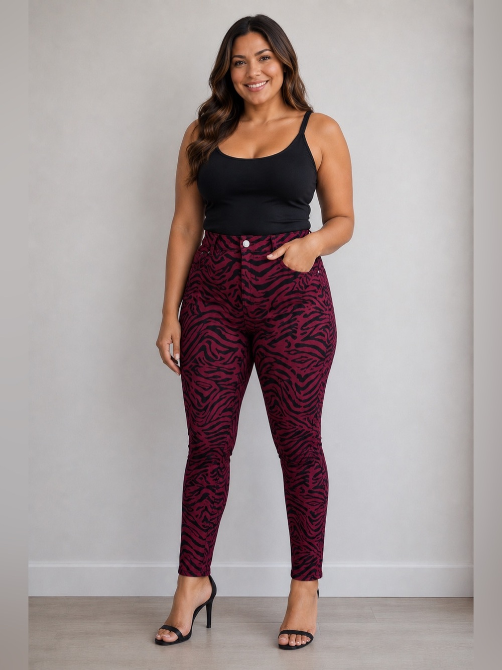 Seven7 Zebra Print Skinny Jeans Women’s Size 18 Pink Black High Rise Stretch